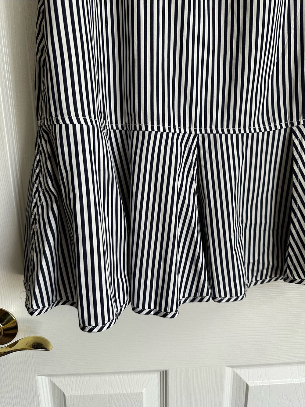 J. Crew Navy and White Striped Collarless Shirt - Picture 4 of 7
